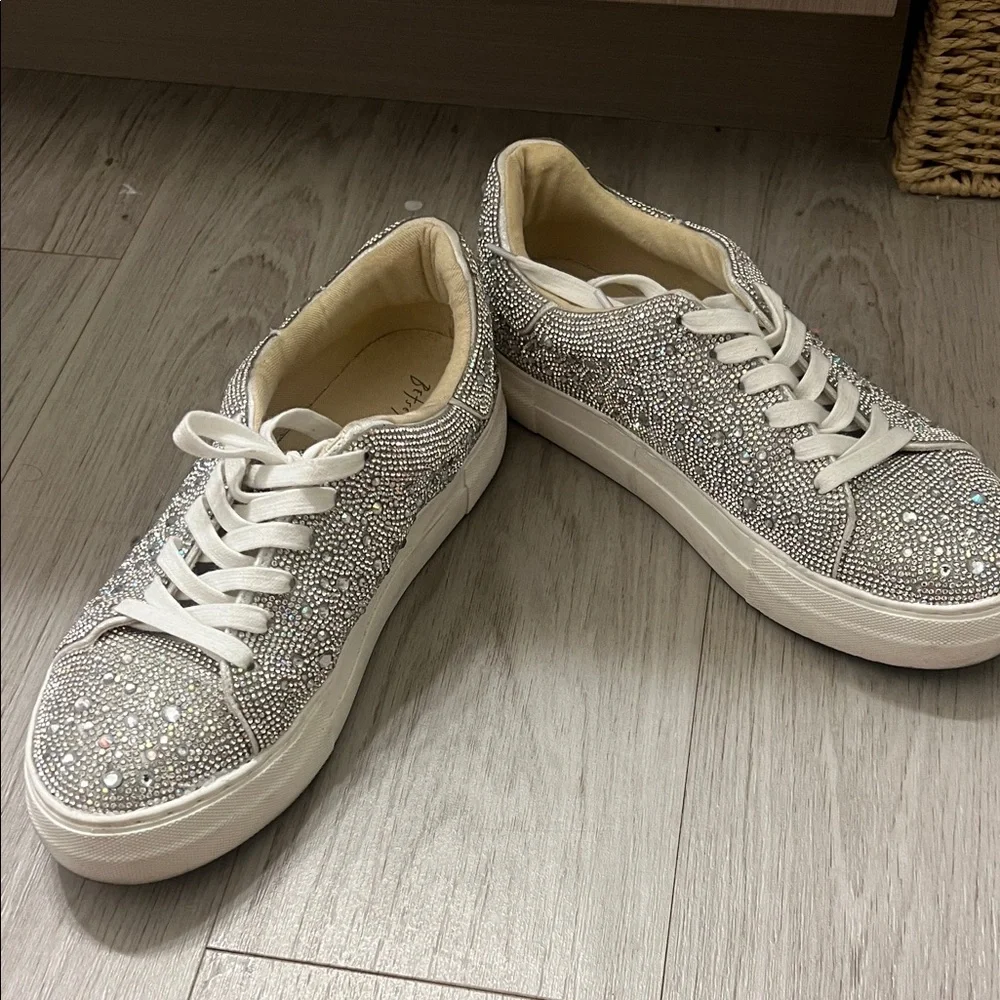 Betsey Johnson Silver Rhinestone Sneakers - Picture 4 of 4